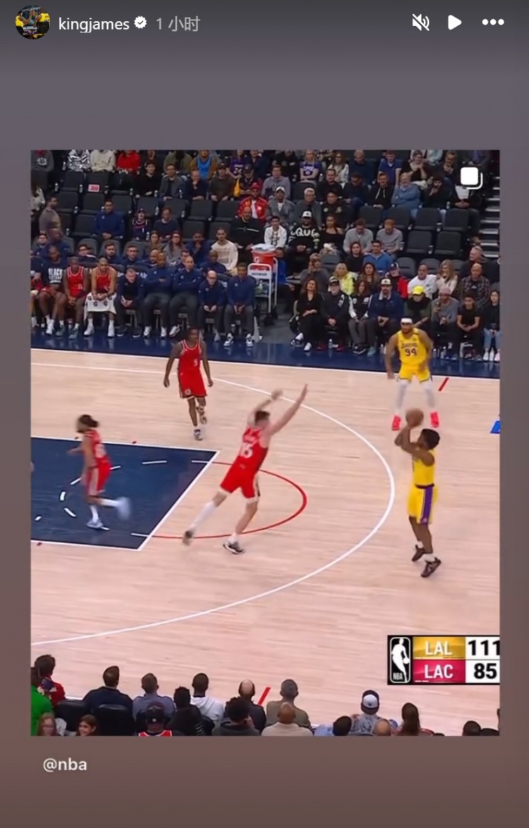 為你驕傲！布朗尼投進NBA生涯首記三分球！詹姆斯賽后轉(zhuǎn)發(fā)